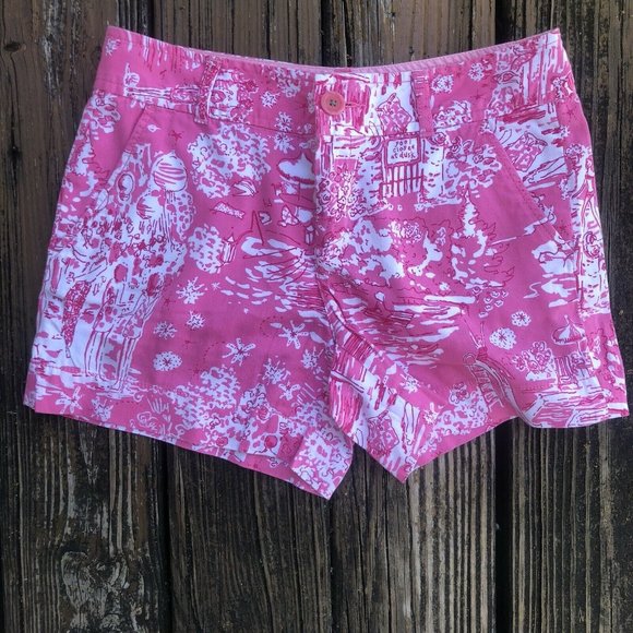 Lilly Pulitzer Shorts Skinny Dippin Sz 4 Callahan Womens Pink White RARE HTF - Picture 1 of 8